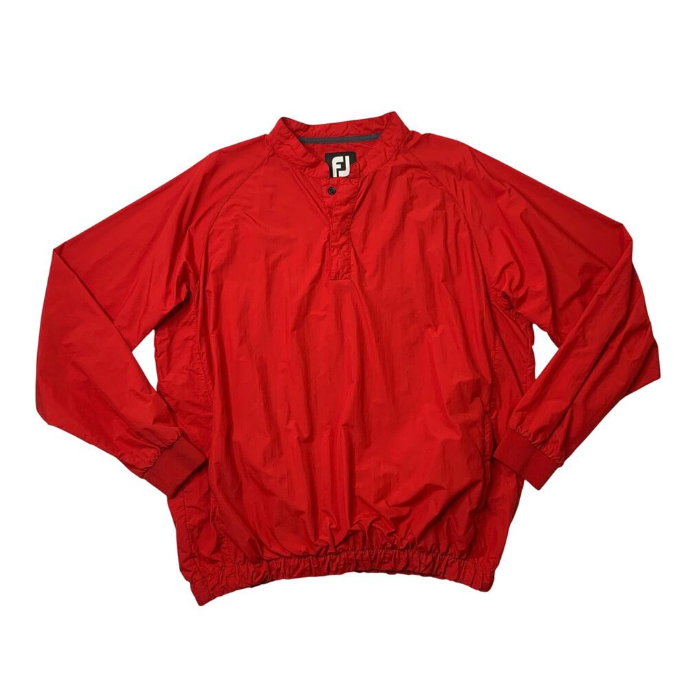 FootJoy Jacket Mens L Large Red Windbreaker 1/4 Snap Packable Pullover Golf